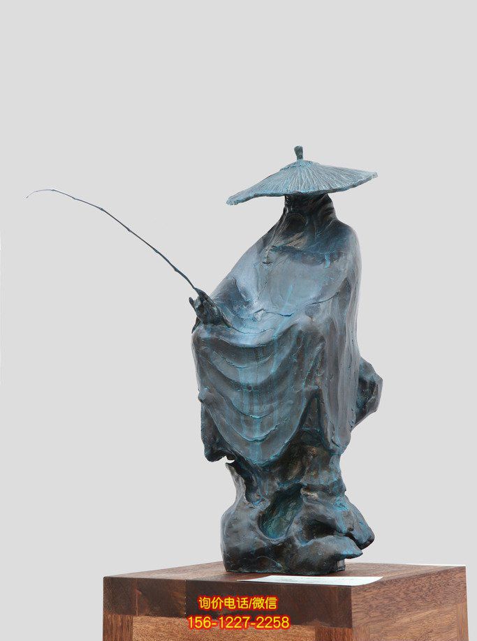 校園姜太公釣魚(yú)古代名人做舊青銅雕塑 校園姜太公釣魚(yú)古代名人做舊青銅雕塑