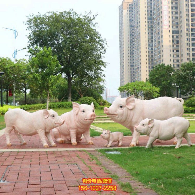 玻璃鋼仿真豬，豬仔仿真動物雕塑