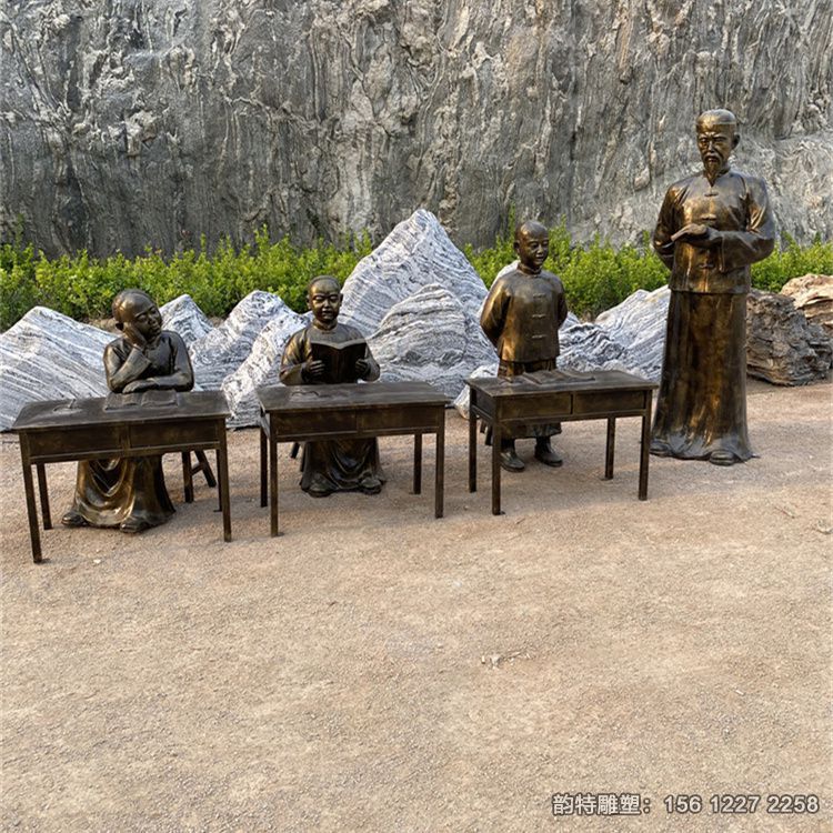 古代讀書人物雕塑大全，玻璃鋼讀書小孩雕塑加工廠